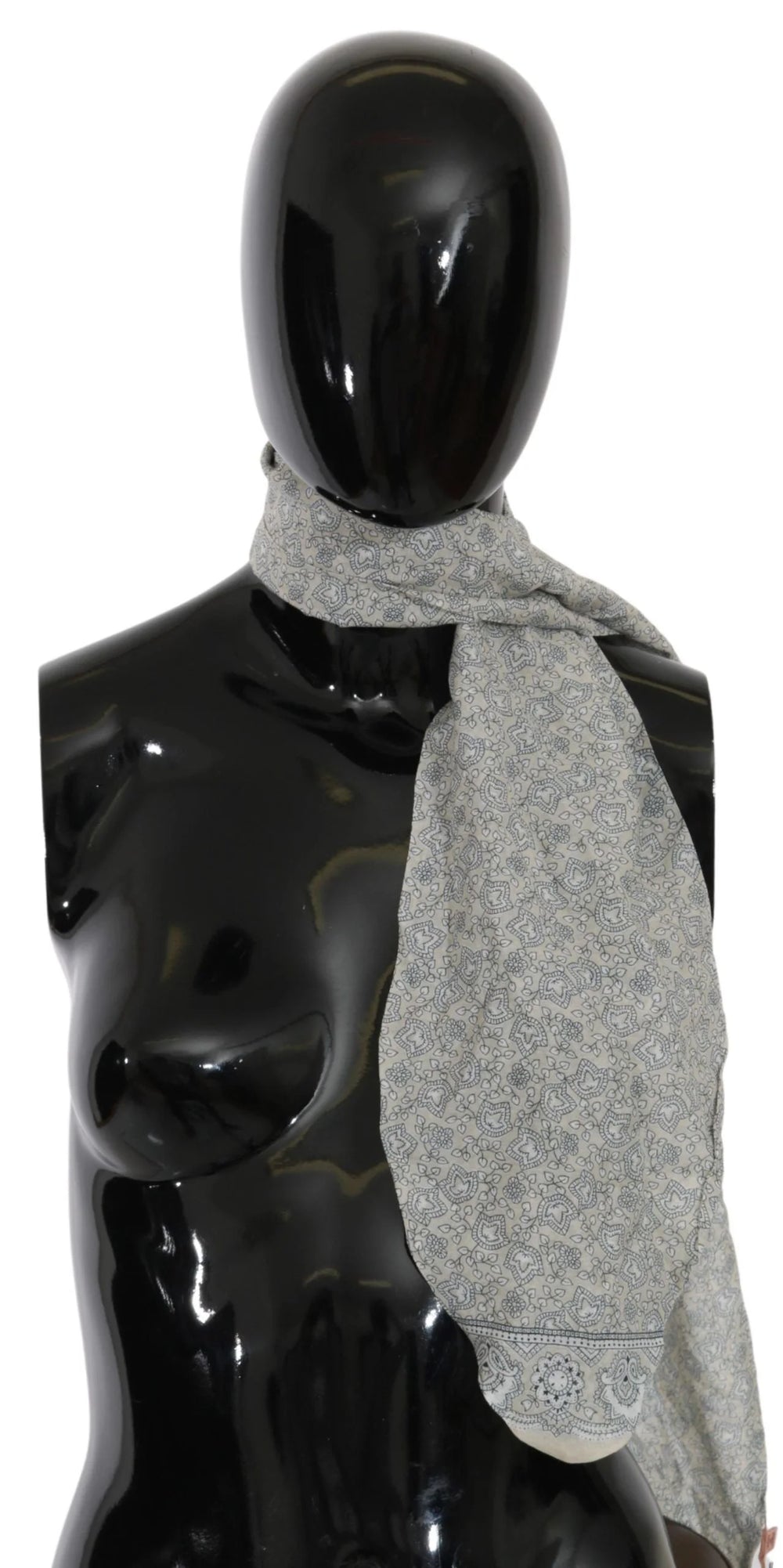 Ermanno Scervino Cotton Beige Blue Fantasy Print Scarf - Scarves & Shawls