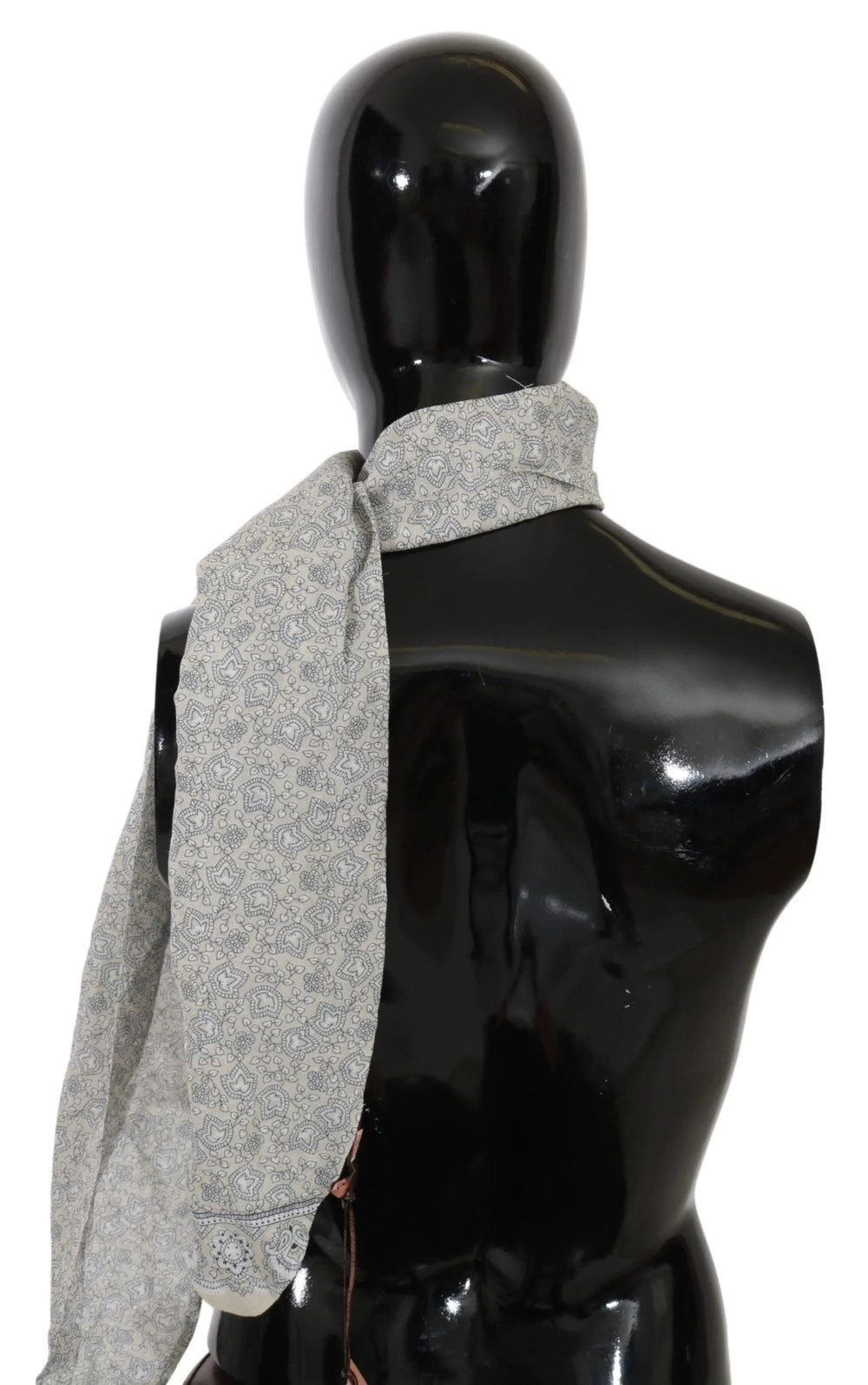 Ermanno Scervino Cotton Beige Blue Fantasy Print Scarf - Scarves & Shawls