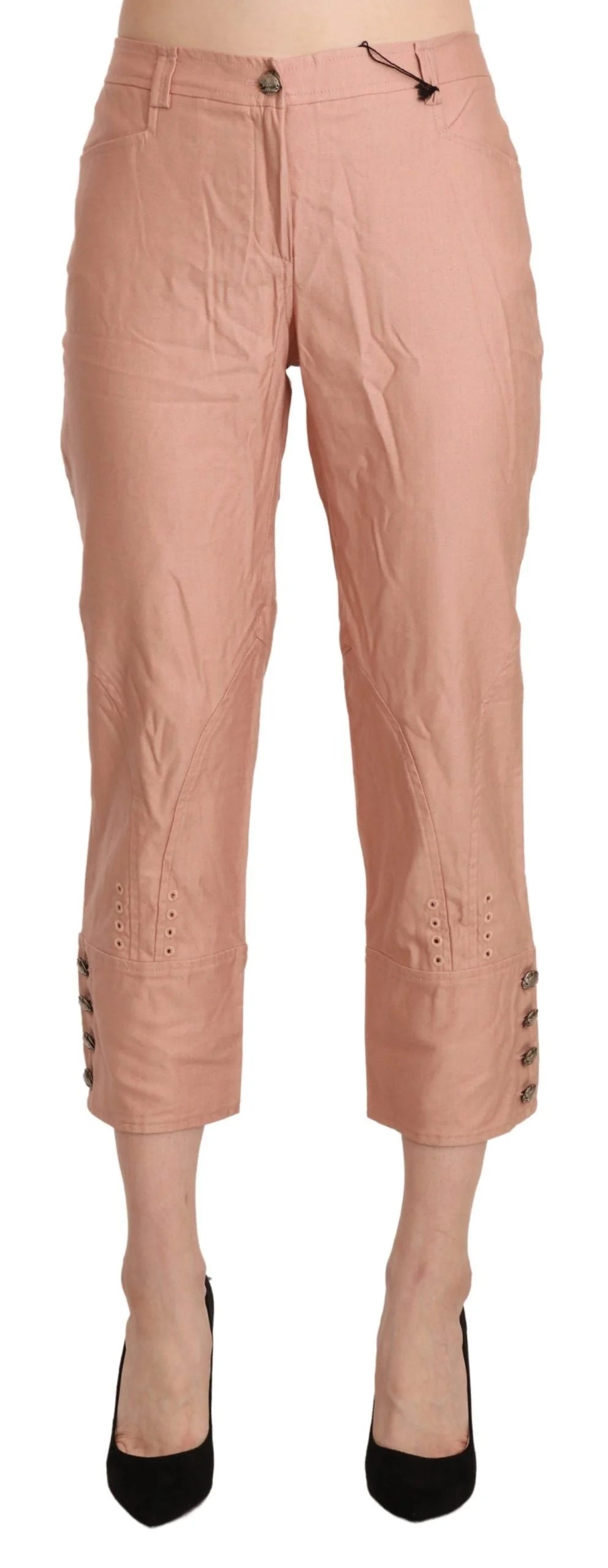 Ermanno Scervino Cotton Pink High Waist Cropped Trouser Pants - Trousers