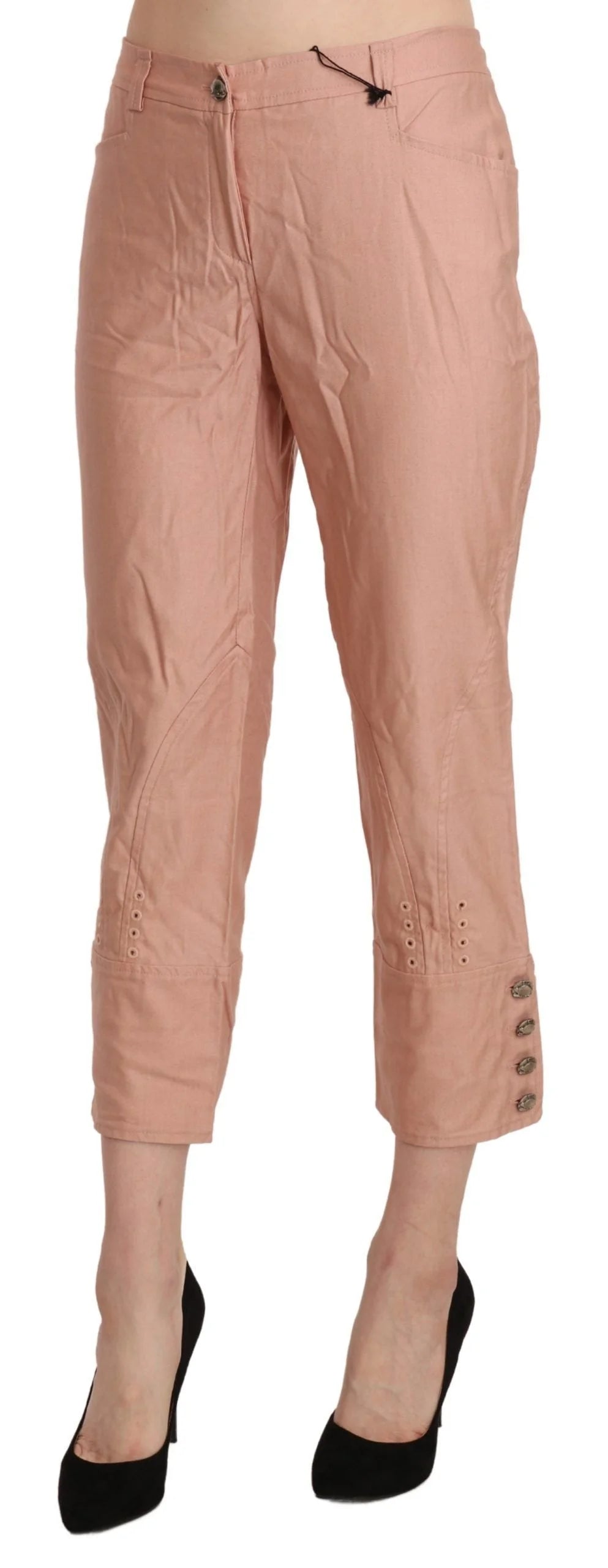 Ermanno Scervino Cotton Pink High Waist Cropped Trouser Pants - Trousers