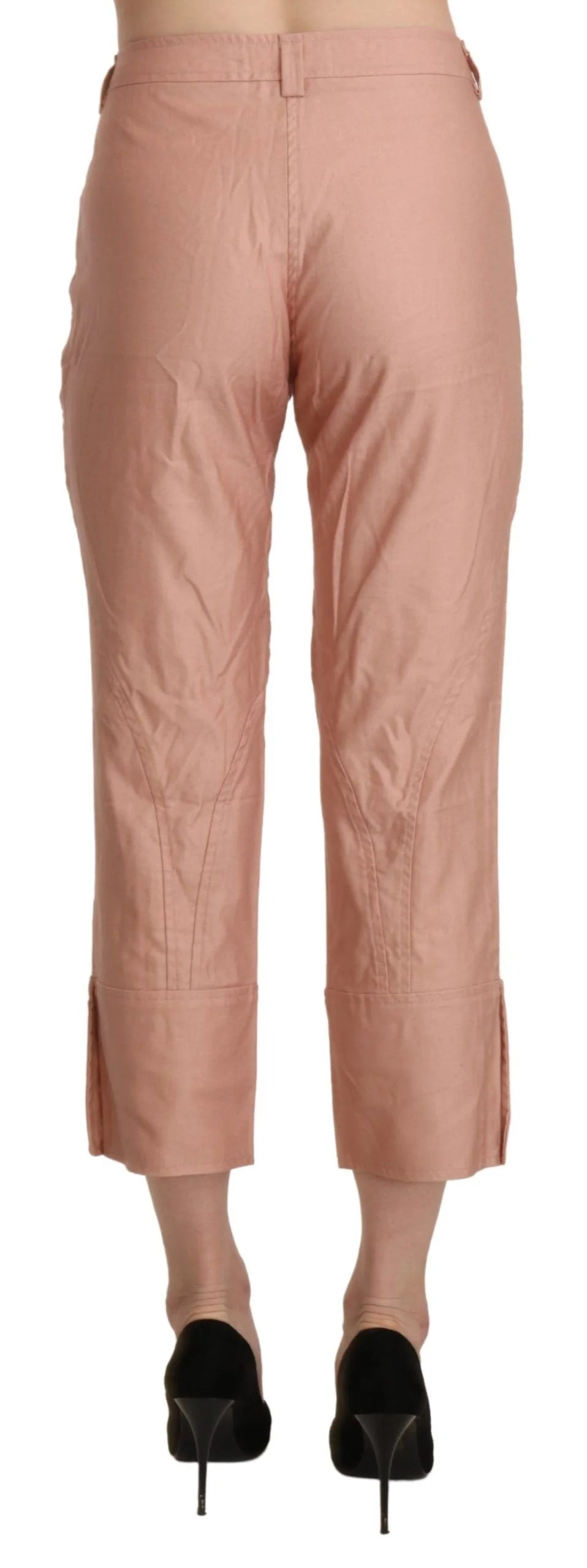 Ermanno Scervino Cotton Pink High Waist Cropped Trouser Pants - Trousers