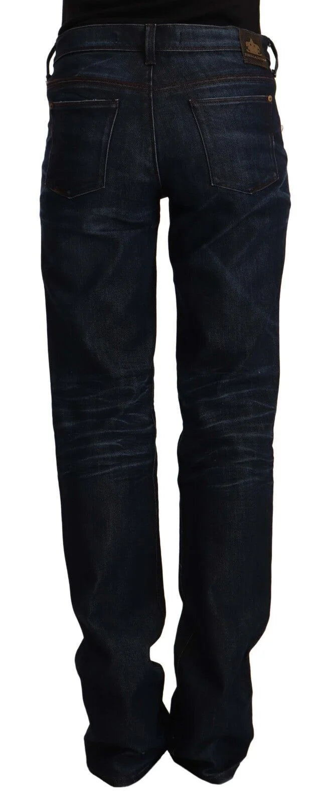 Ermanno Scervino Dark Blue Mid Waist Cotton Denim Straight Jeans - W26 | IT40 - Jeans