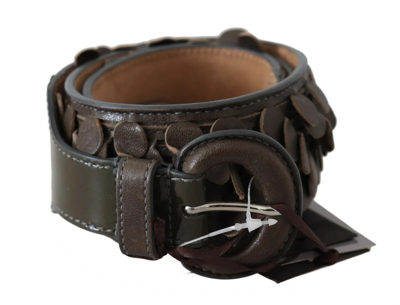 Ermanno Scervino Dark Brown Leather Round Buckle Waist Belt - 90 cm / 36 Inches - Belts