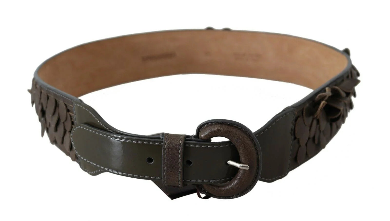 Ermanno Scervino Dark Brown Leather Round Buckle Waist Belt - 90 cm / 36 Inches - Belts