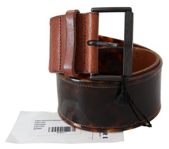 Ermanno Scervino Dark Brown Leather Wide Buckle Belt - 75 cm / 29,5 Inches - Belts