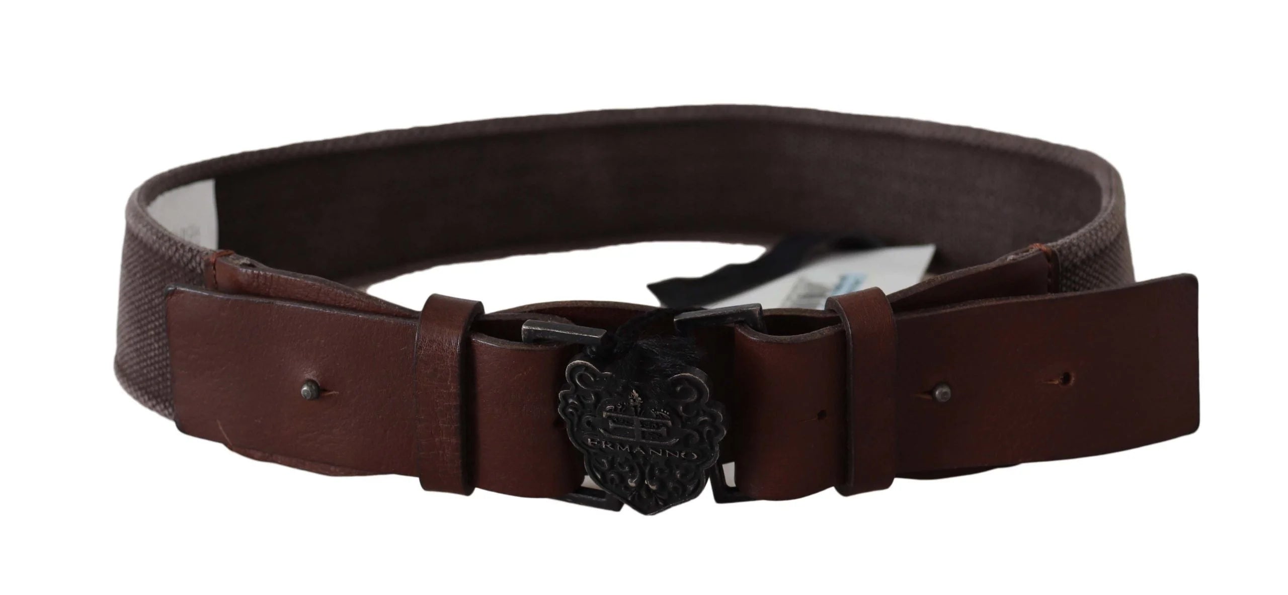 Ermanno Scervino Dark Brown Leather Wide Buckle Waist Belt - 70 cm / 28 Inches - Belts