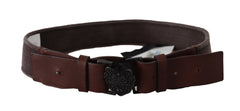 Ermanno Scervino Dark Brown Leather Wide Buckle Waist Belt - 70 cm / 28 Inches - Belts