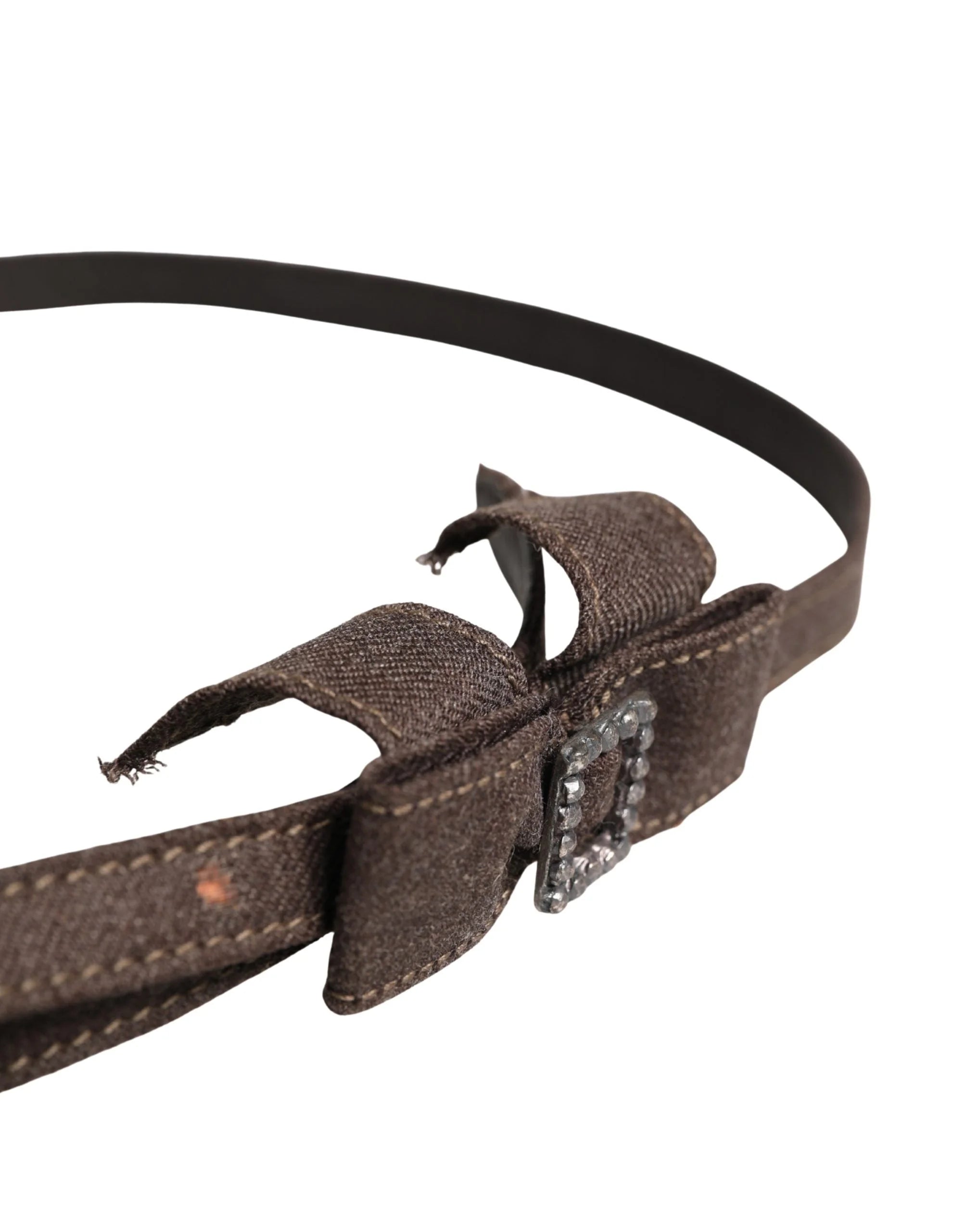 Ermanno Scervino Dark Brown Wool Bow Embellished Buckle Belt - IT42|M