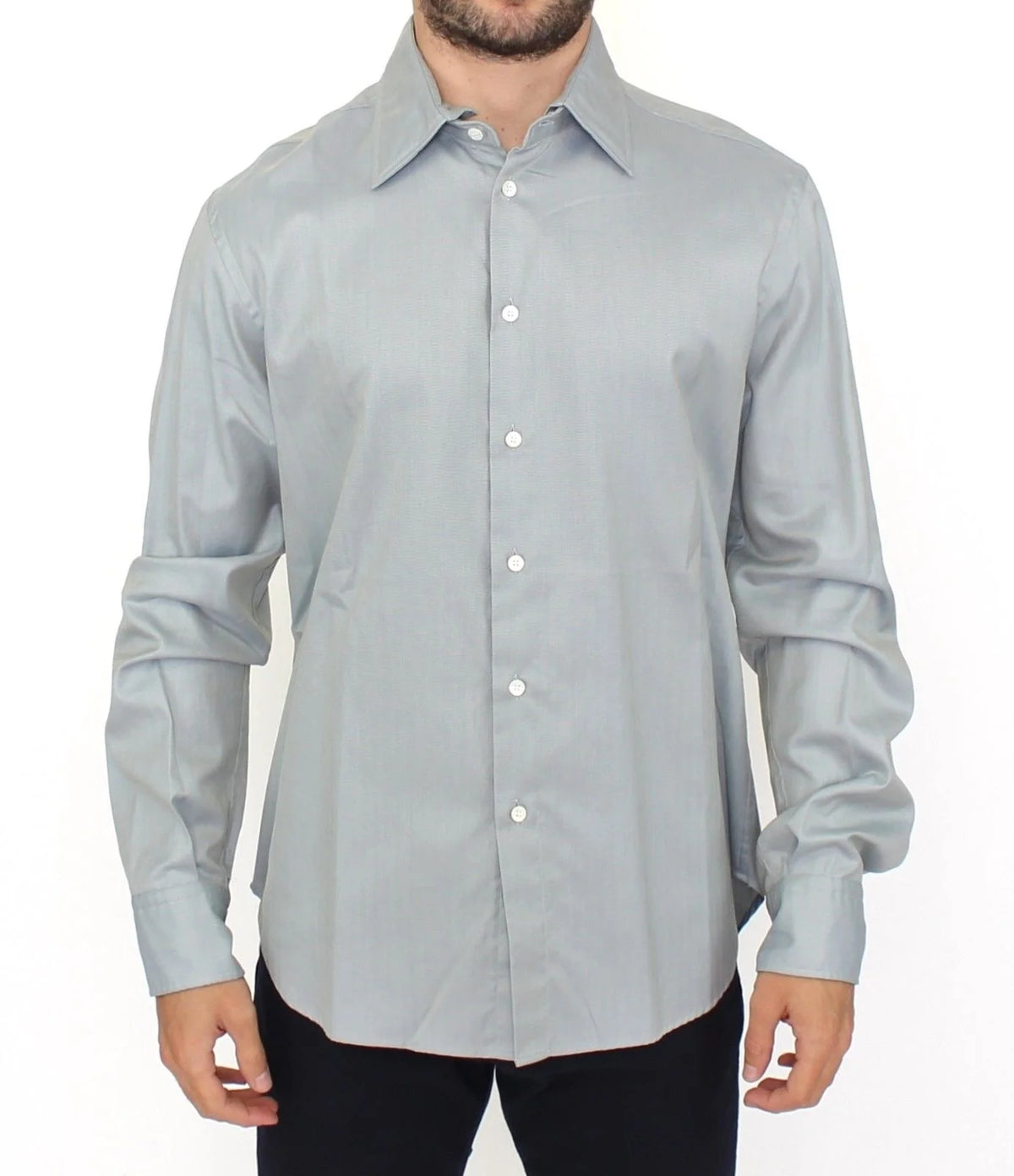 Ermanno Scervino Gray Cotton Long Sleeve Casual Shirt Top - IT50 | L - Shirts