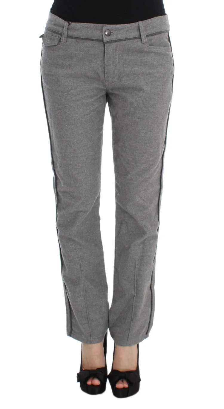 Ermanno Scervino Gray Cotton Straight Fit Casual Pants - Jeans