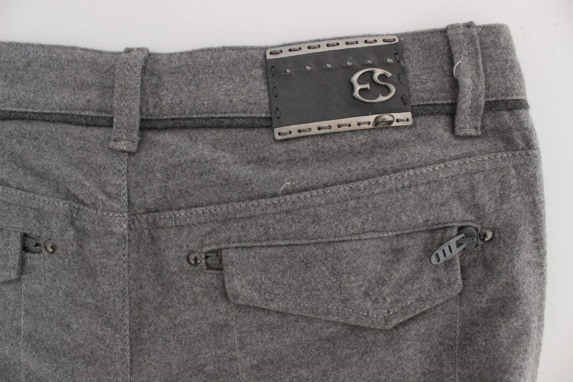 Ermanno Scervino Gray Cotton Straight Fit Casual Pants - Jeans
