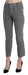 Ermanno Scervino Gray Cropped Cotton Stretch Trouser Pants - IT46|XL - Trousers