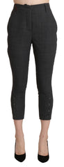Ermanno Scervino Gray High Waist Capri Cropped Cotton Pants - IT38|XS - Trousers