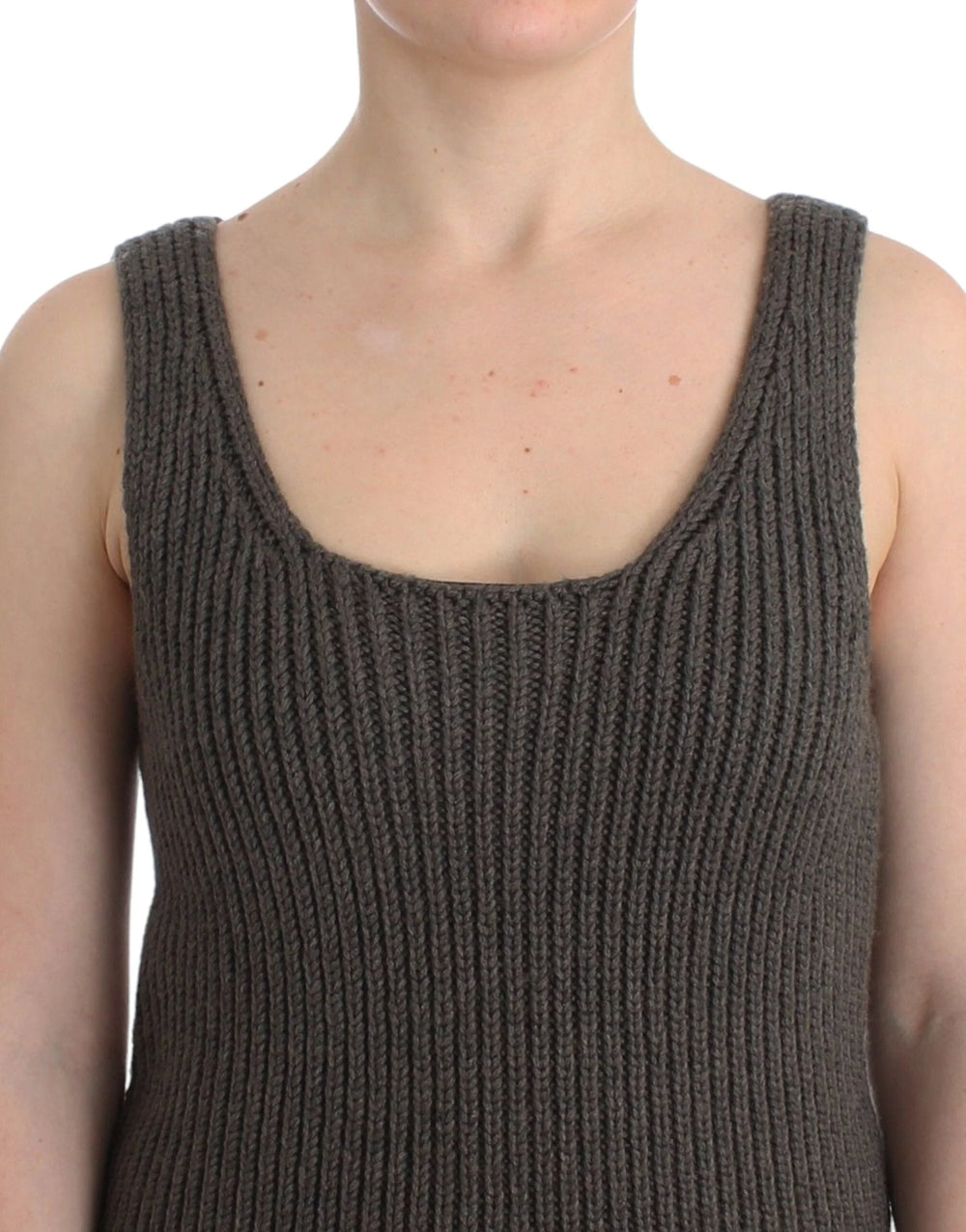 Ermanno Scervino Gray Knit Top Knitted Sweater Merino Wool - Tank Tops