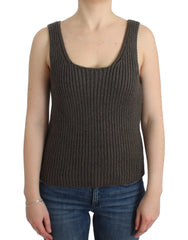 Ermanno Scervino Gray Knit Top Knitted Sweater Merino Wool - Tank Tops