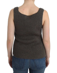 Ermanno Scervino Gray Knit Top Knitted Sweater Merino Wool - Tank Tops