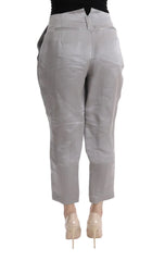Ermanno Scervino Gray Silk Cropped Casual Pants - IT40|S - Trousers