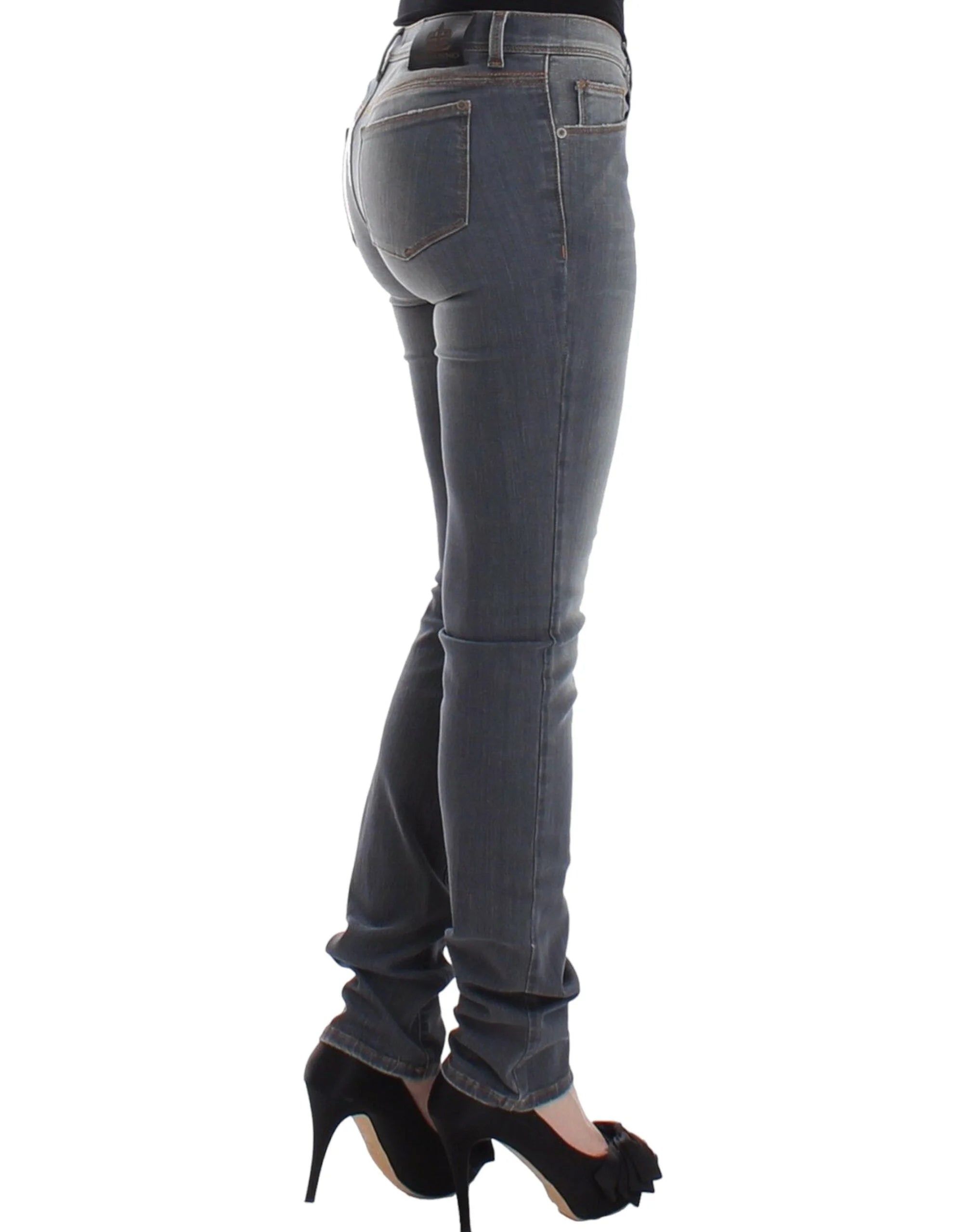 Ermanno Scervino Gray Slim Jeans Denim Pants Skinny Leg Stretch - W26 - Jeans