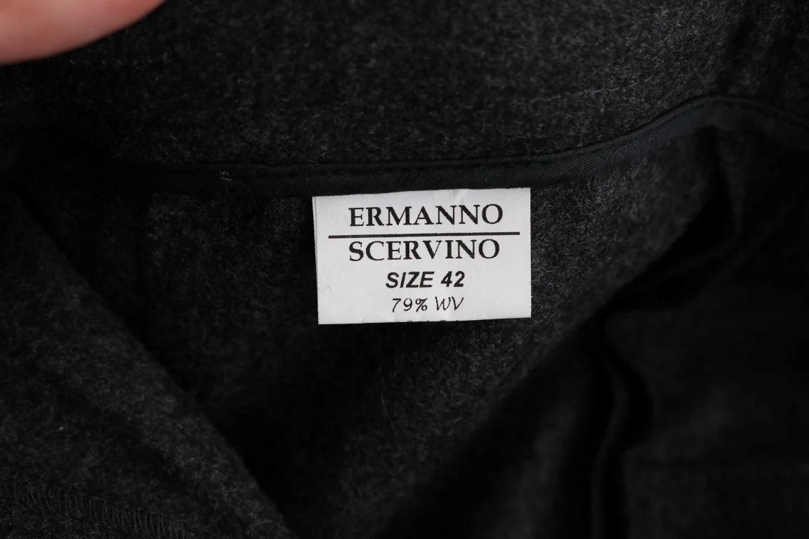 Ermanno Scervino Gray Virgin Wool Skinny Casual Pants - Trousers