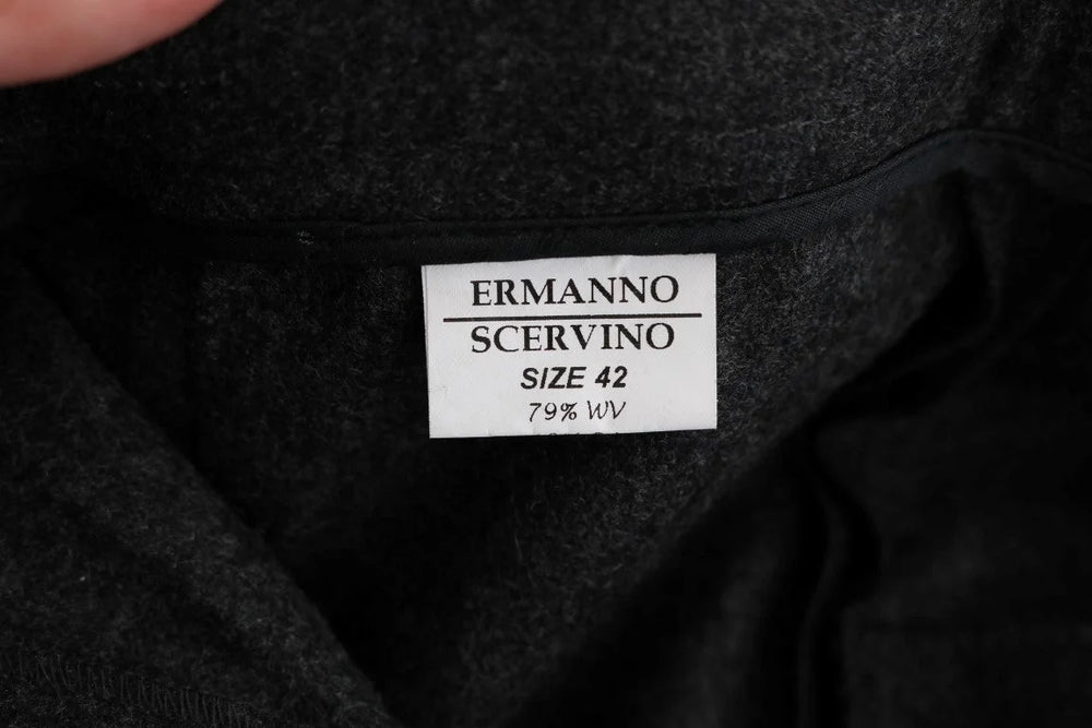 Ermanno Scervino Gray Virgin Wool Skinny Casual Pants - Trousers