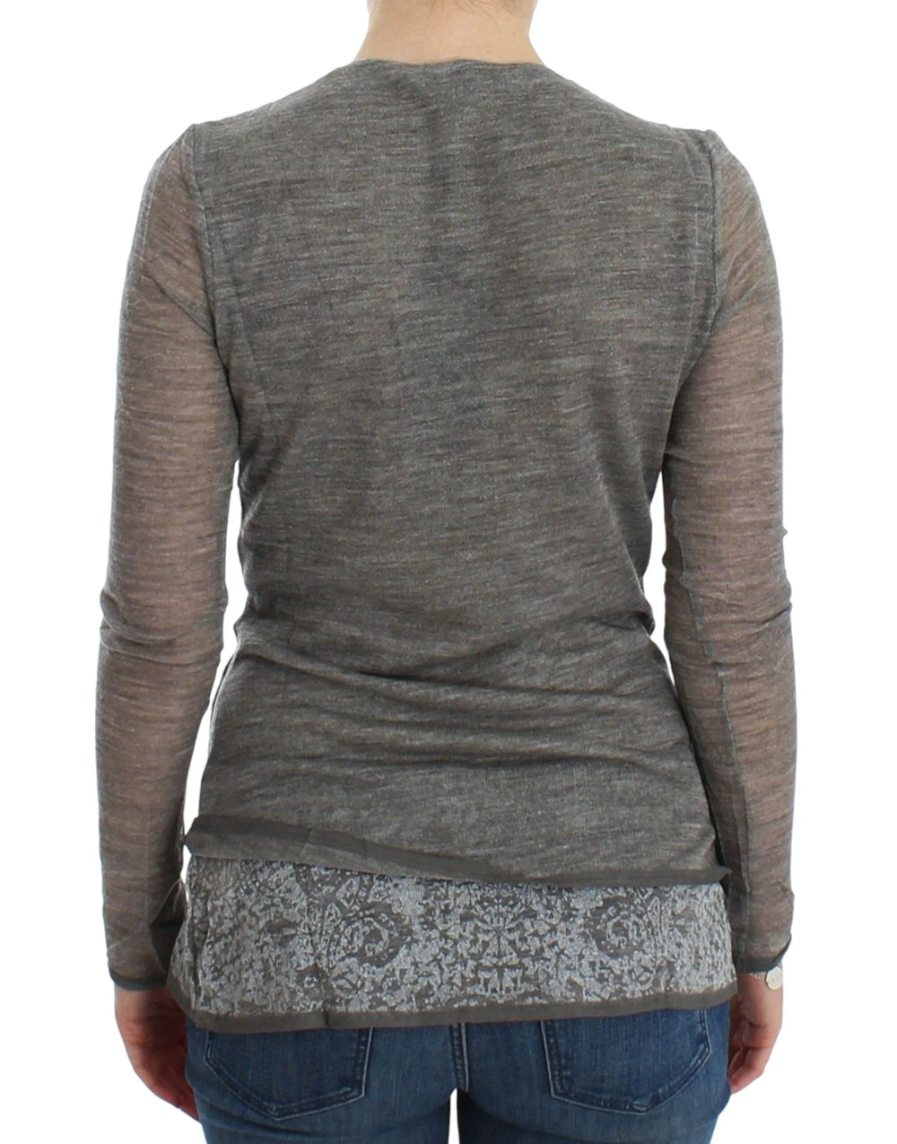 Ermanno Scervino Gray Wool Blend Stretch Long Sleeve Sweater - IT44 | M - Sweaters