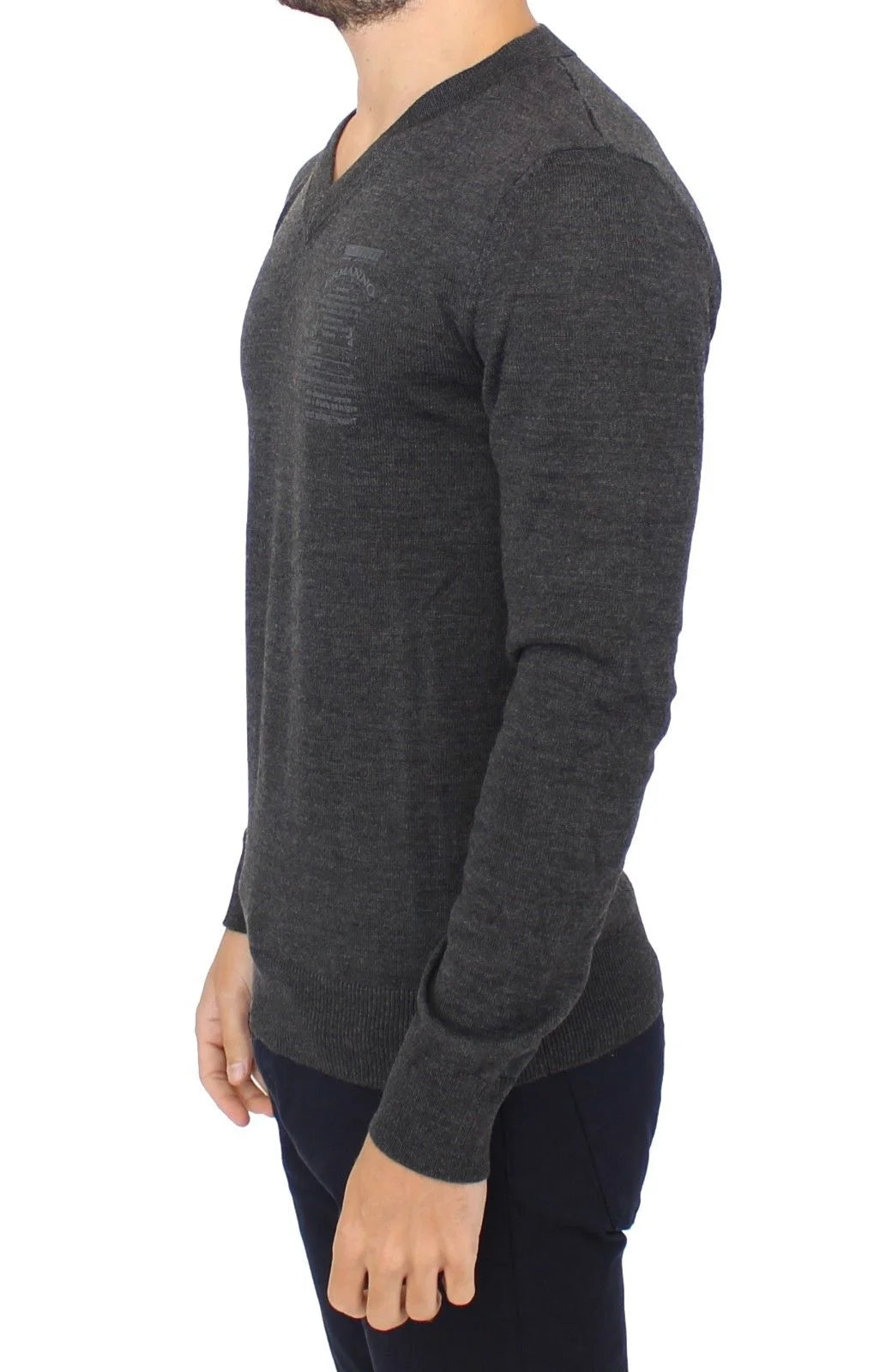 Ermanno Scervino Gray Wool Blend V-neck Pullover Sweater - IT46 | S - Sweaters