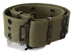 Ermanno Scervino Green 100% Cotton Rustic Bronze Buckle Belt - 85 cm / 34 Inches - Belts