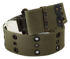 Ermanno Scervino Green 100% Cotton Rustic Bronze Buckle Belt - 85 cm / 34 Inches - Belts