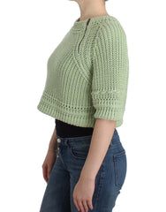 Ermanno Scervino Green Cropped Knit Sweater Knitted Jumper - IT42 | S - Sweaters
