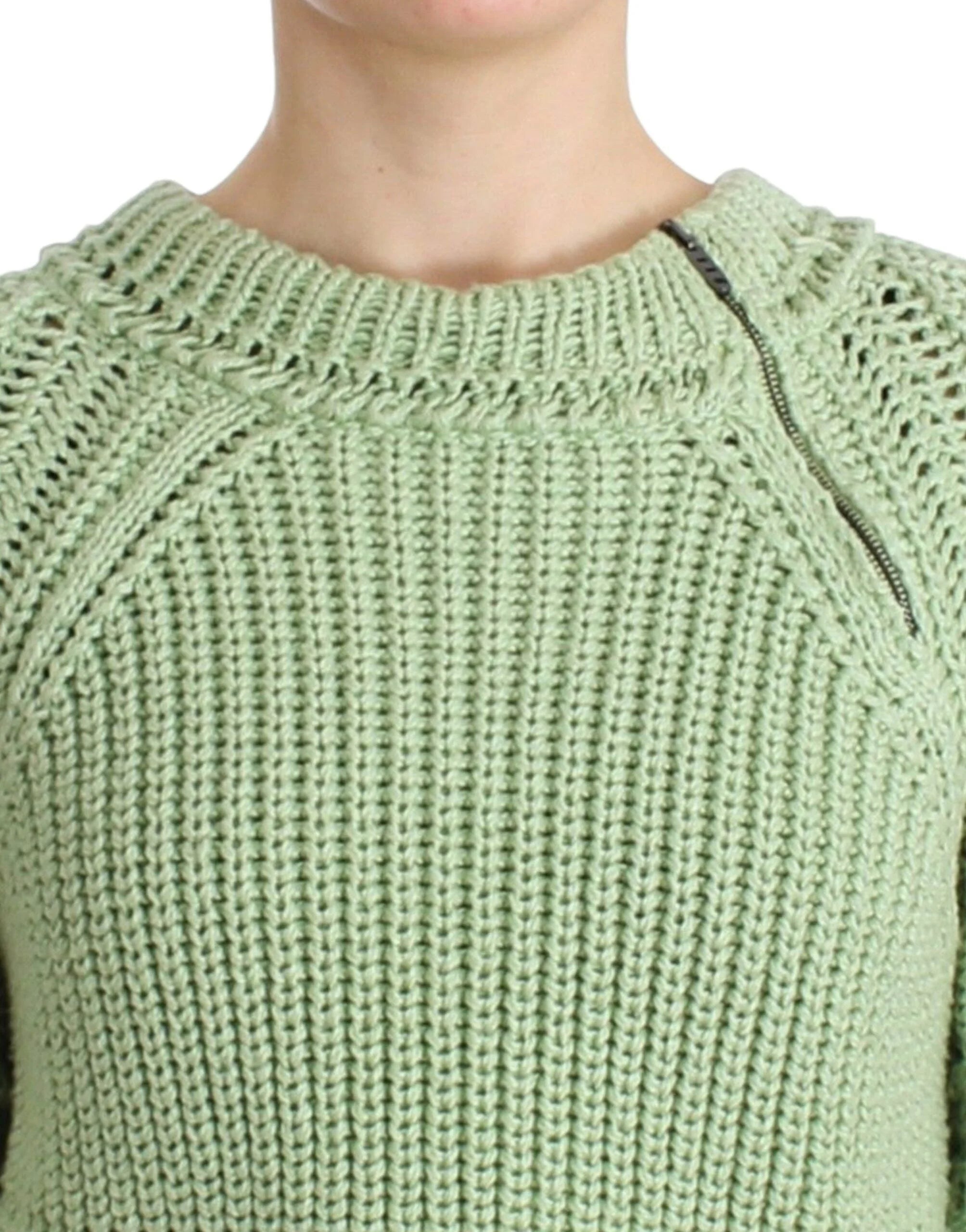 Ermanno Scervino Green Cropped Knit Sweater Knitted Jumper - IT42 | S - Sweaters