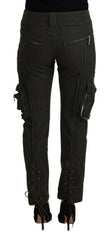 Ermanno Scervino Green Lace Up Leg Women Tapered Pants - Trousers