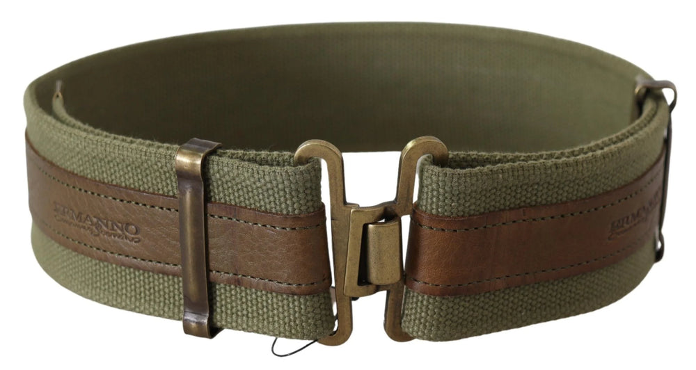 Ermanno Scervino Green Leather Rustic Bronze Buckle Army Belt - 85 cm / 34 Inches - Belts