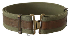 Ermanno Scervino Green Leather Rustic Bronze Buckle Army Belt - 85 cm / 34 Inches - Belts