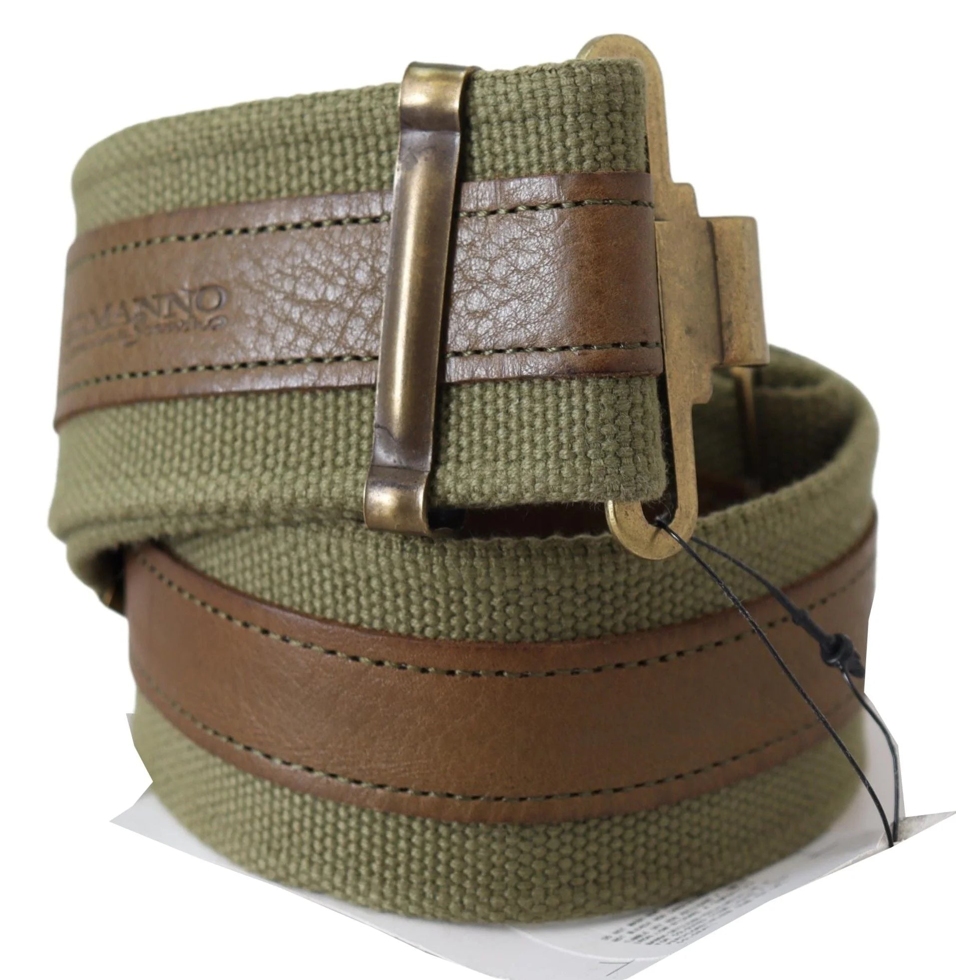 Ermanno Scervino Green Leather Rustic Bronze Buckle Army Belt - 85 cm / 34 Inches - Belts