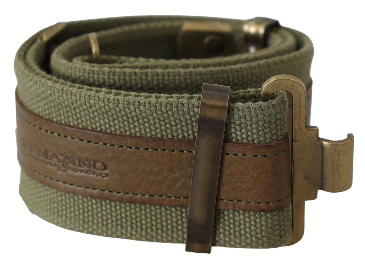 Ermanno Scervino Green Leather Rustic Bronze Buckle Army Belt - 85 cm / 34 Inches - Belts