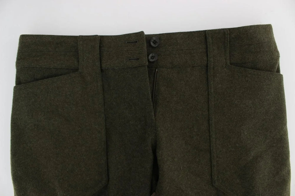Ermanno Scervino Green Wool Blend Loose Fit Cargo Pants - Cargo Pants