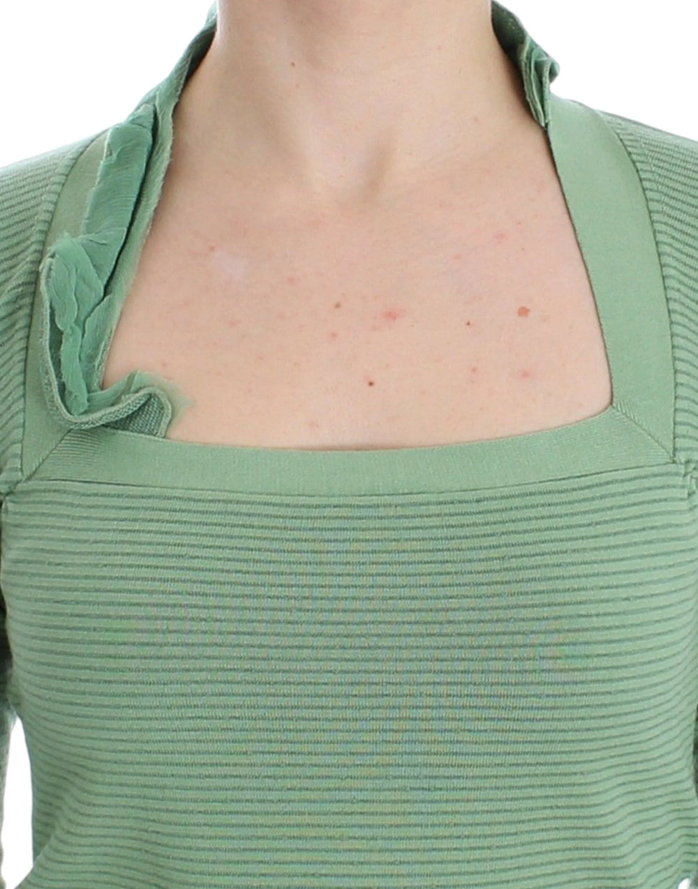 Ermanno Scervino Green Wool Blend Striped Long Sleeve Sweater - Sweaters