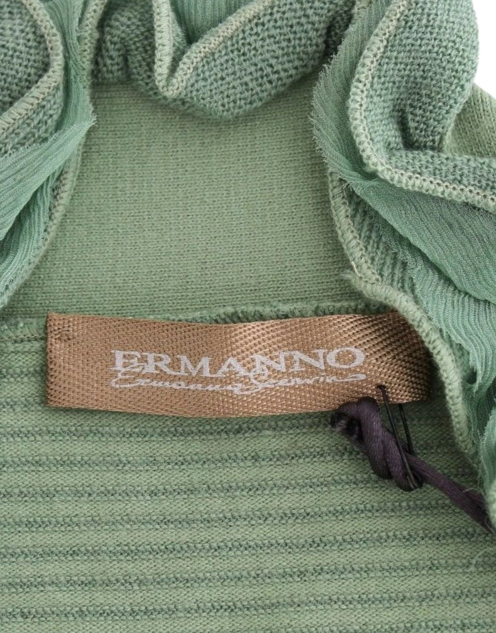 Ermanno Scervino Green Wool Blend Striped Long Sleeve Sweater - Sweaters