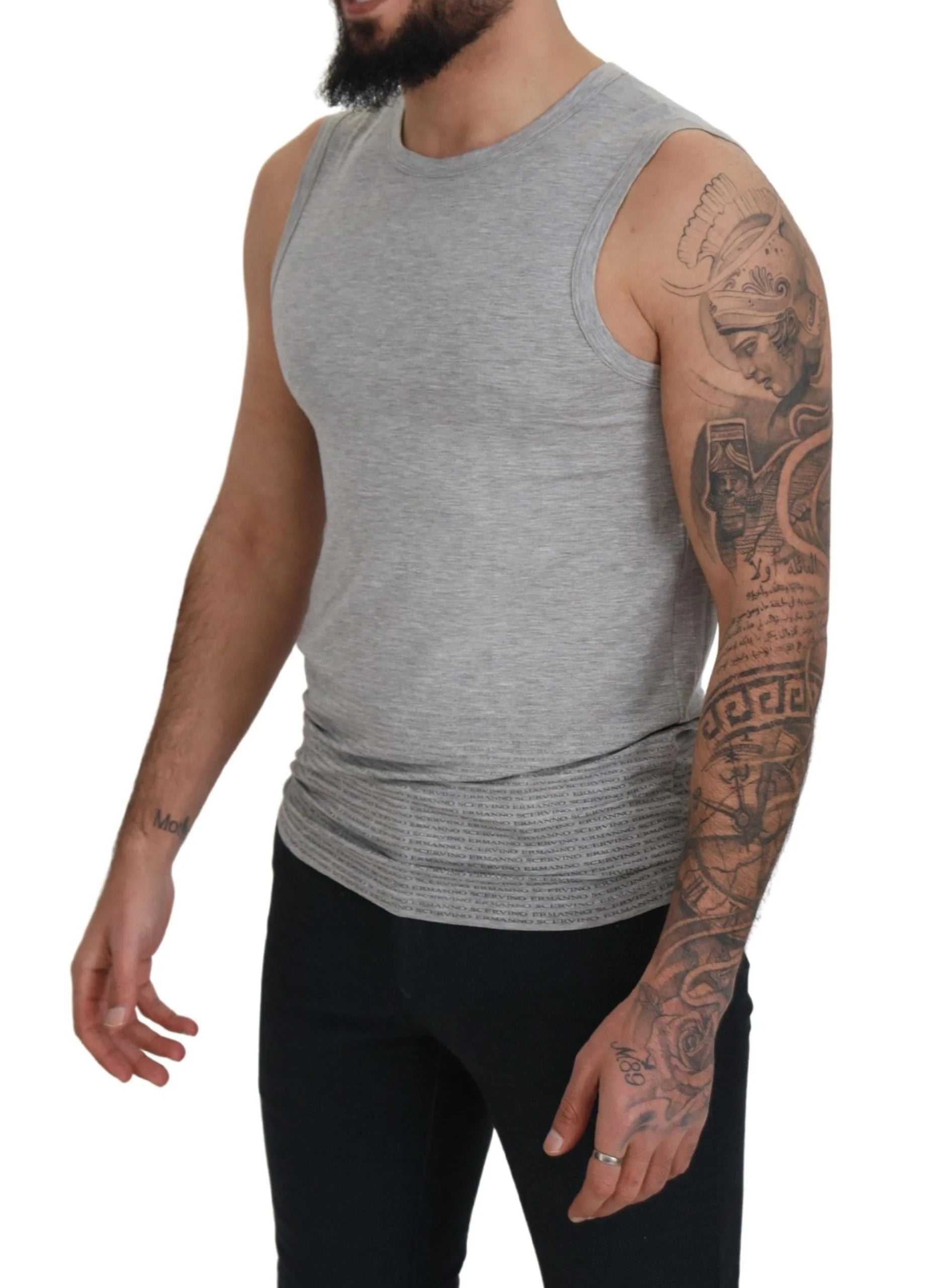 Ermanno Scervino Grey Sleeveless Men Pullover T-shirt - IT48 | M - Tank Tops