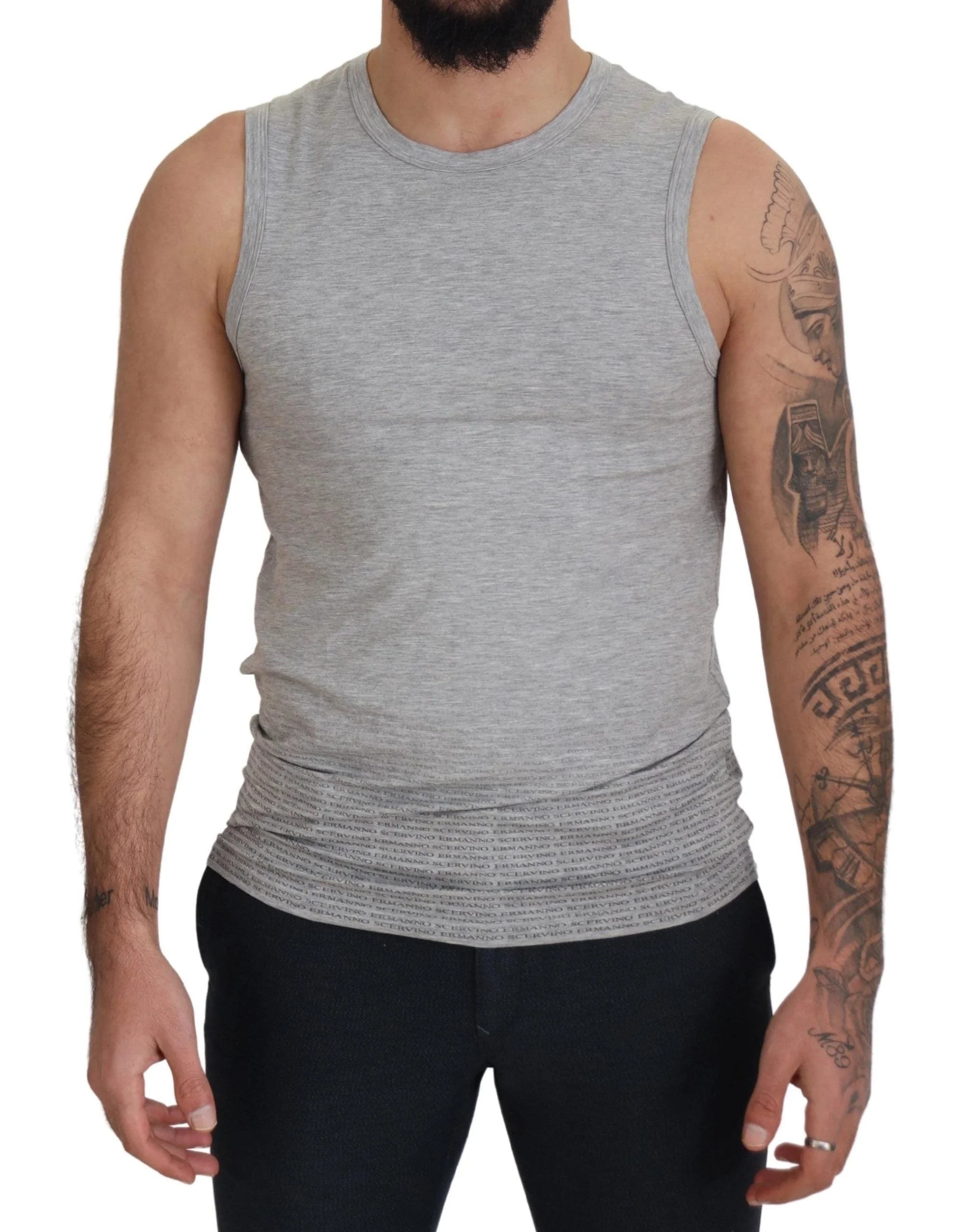 Ermanno Scervino Grey Sleeveless Men Pullover T-shirt - IT48 | M - Tank Tops