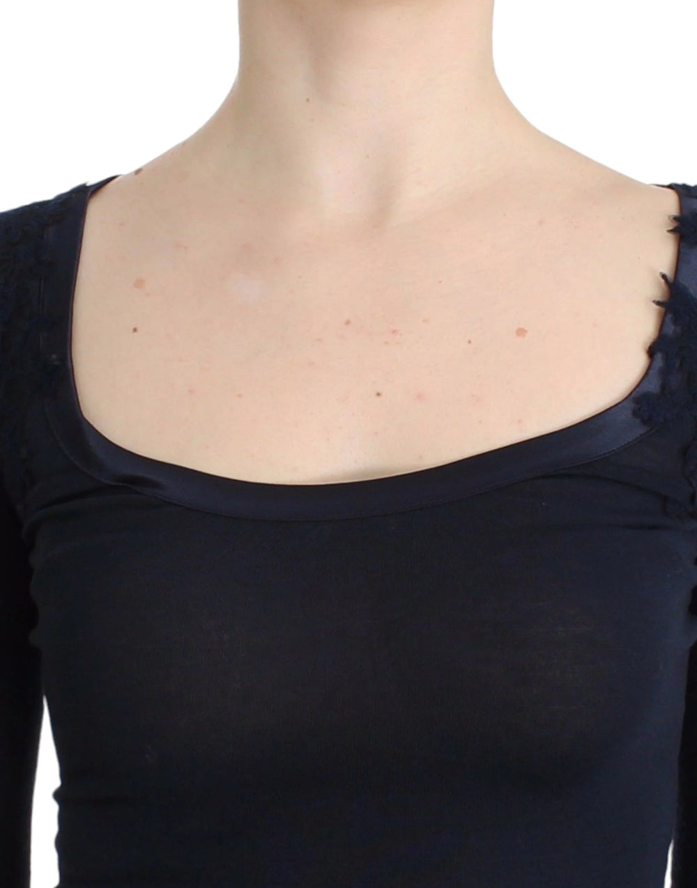 Ermanno Scervino Lingerie Blue Top Blouse Jumper Lace Rayon - IT40 | XS - Sweaters