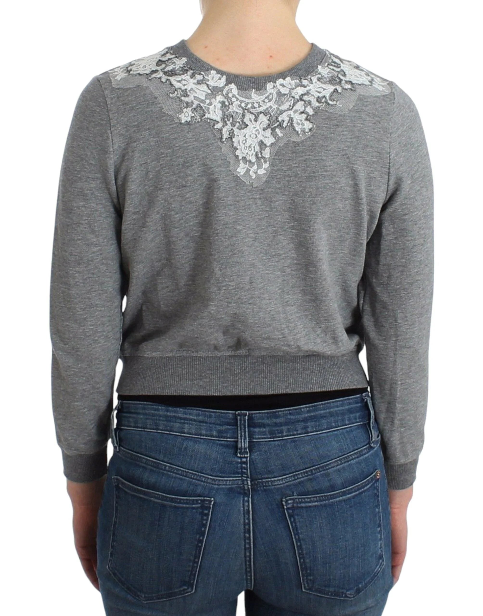 Ermanno Scervino Lingerie Gray Lace Sweater Cardigan Top - IT42 | S - Cardigans