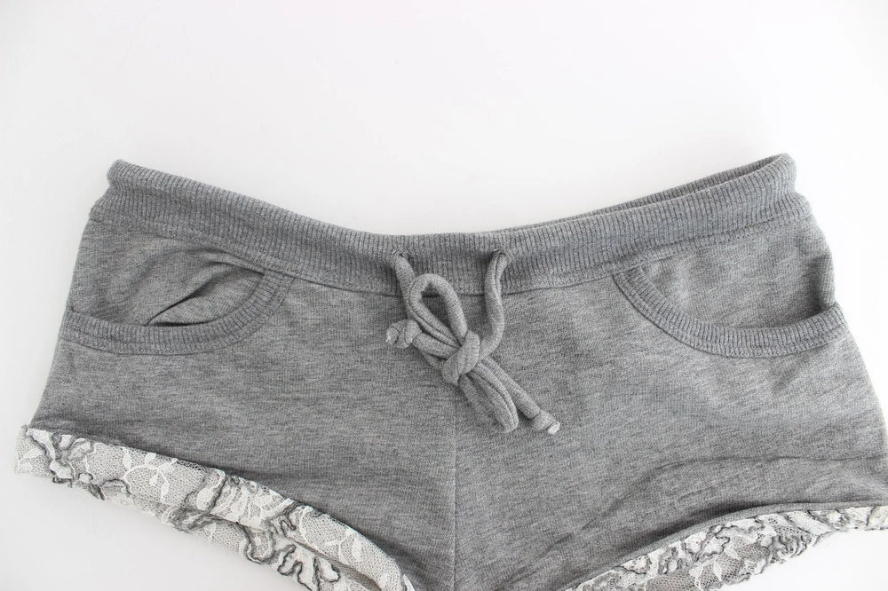 Ermanno Scervino Lingerie Gray Mini Shorts Sleepwear Hotpants - IT2 | S - Women’s Underwear Slips