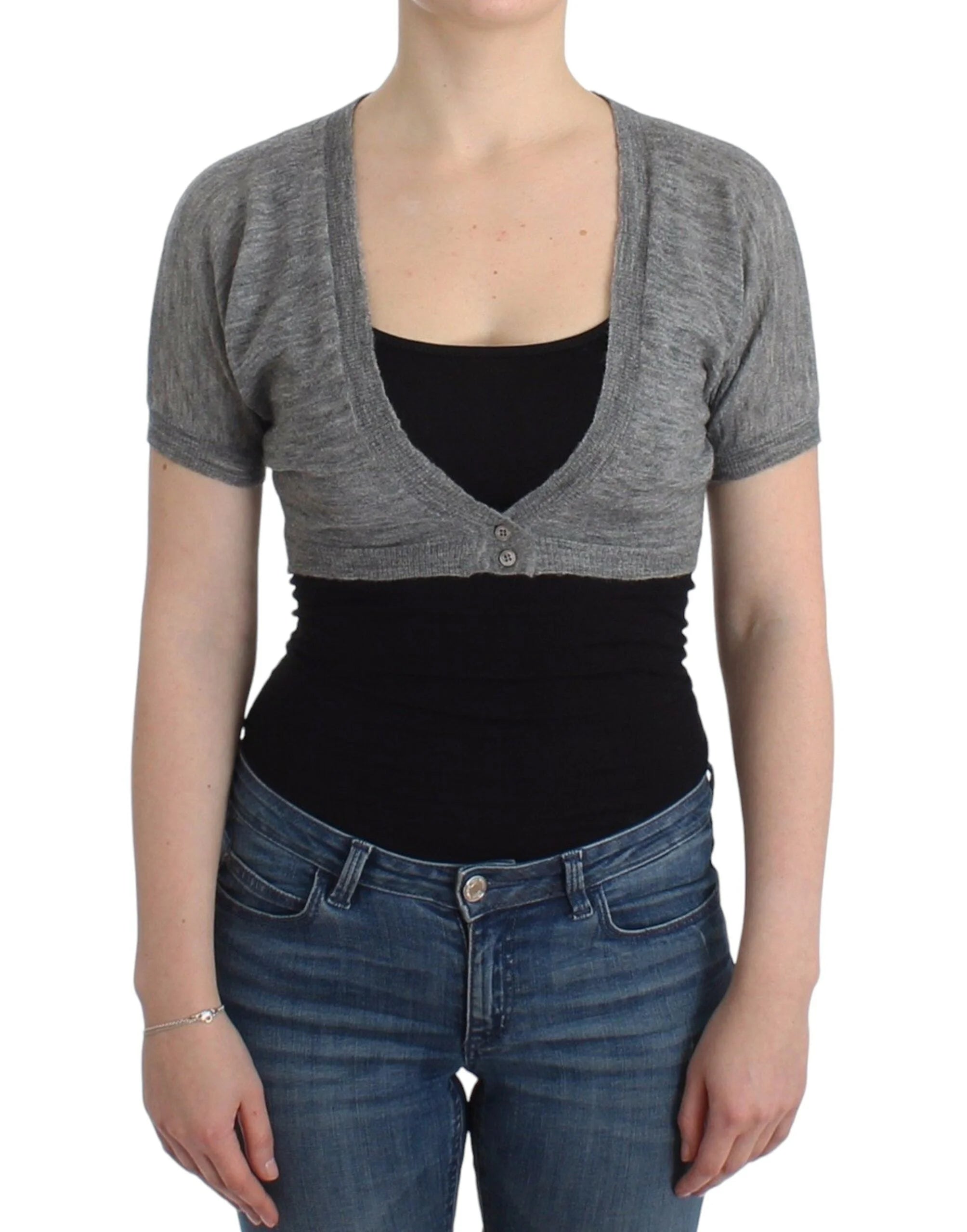 Ermanno Scervino Lingerie Knit Gray Bolero Sweater Cardigan - IT42 | S - Cardigans