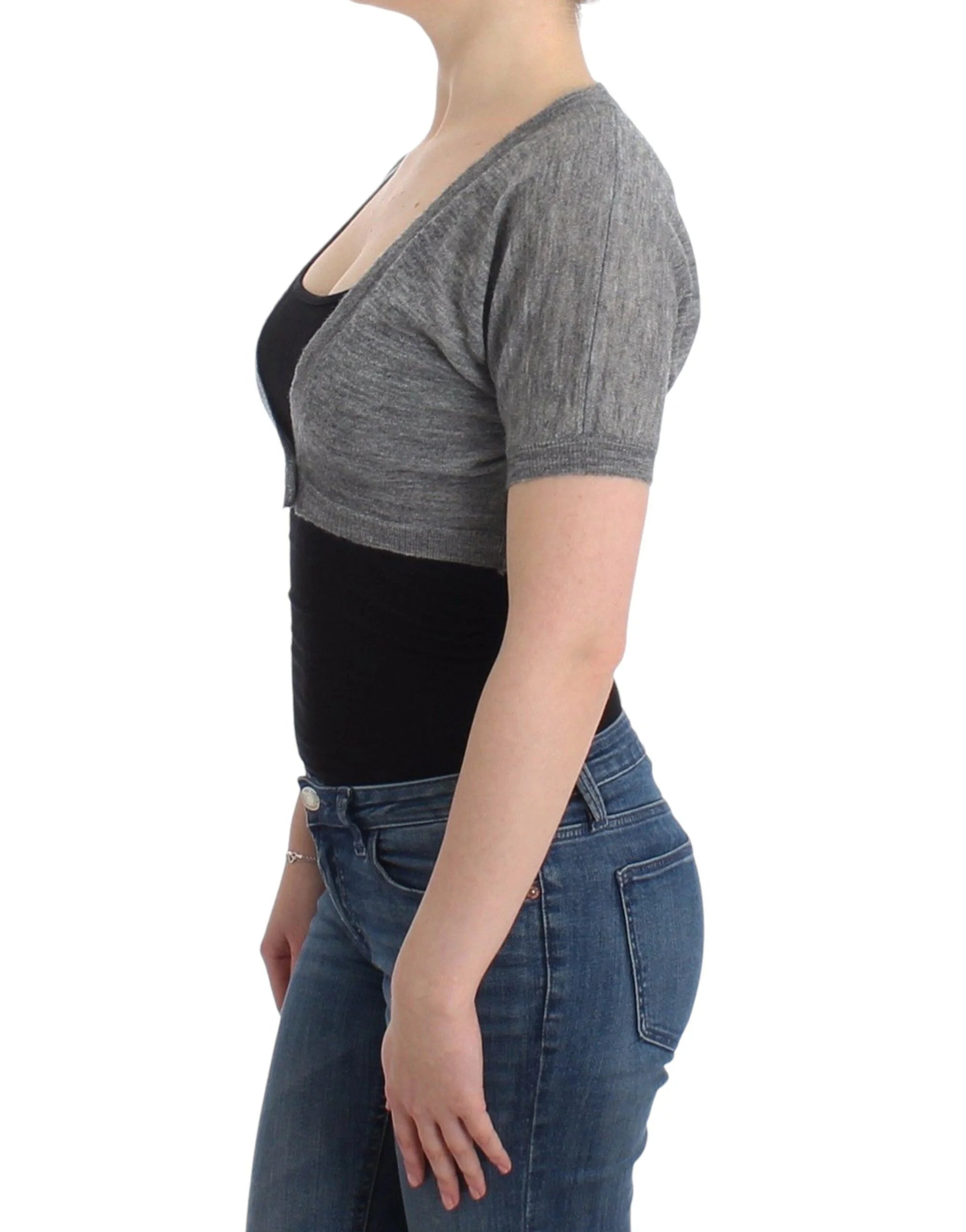 Ermanno Scervino Lingerie Knit Gray Bolero Sweater Cardigan - IT42 | S - Cardigans