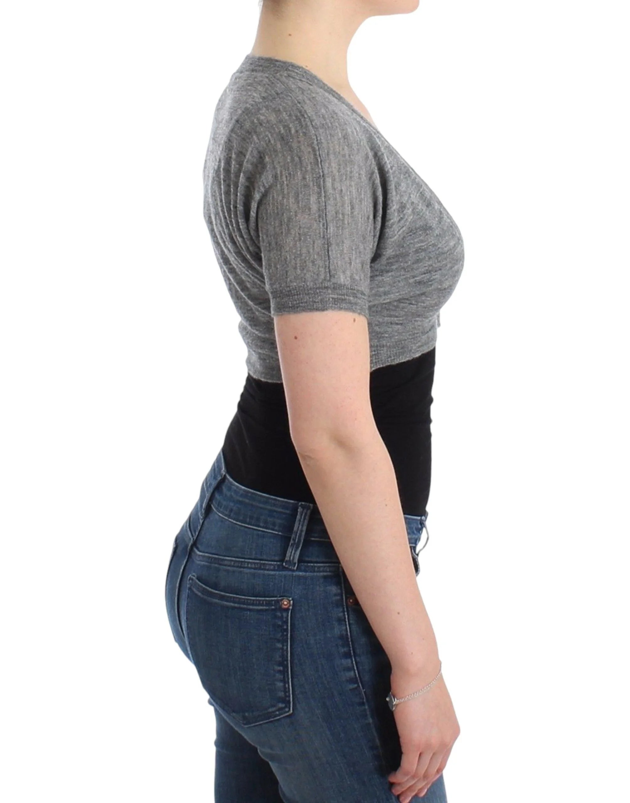 Ermanno Scervino Lingerie Knit Gray Bolero Sweater Cardigan - IT42 | S - Cardigans