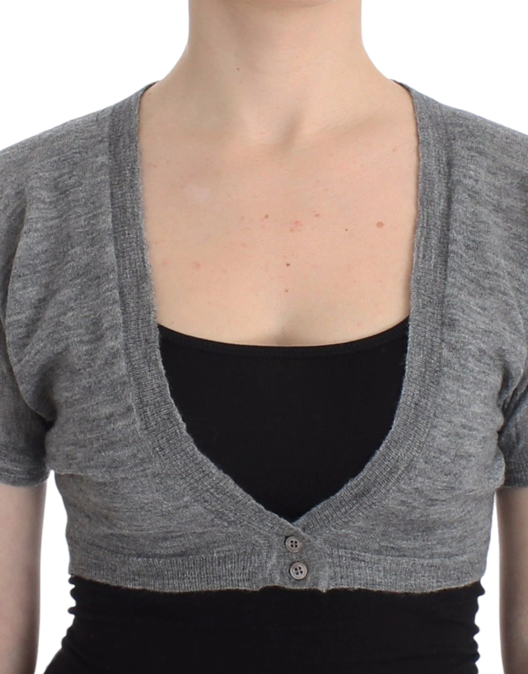 Ermanno Scervino Lingerie Knit Gray Bolero Sweater Cardigan - IT42 | S - Cardigans