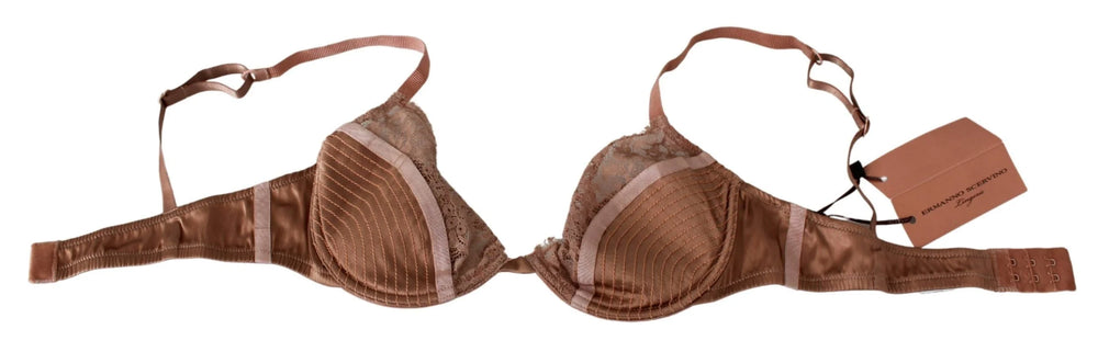 Ermanno Scervino Nude Lace Push Up Silk Underwear - IT2 | S - Bras