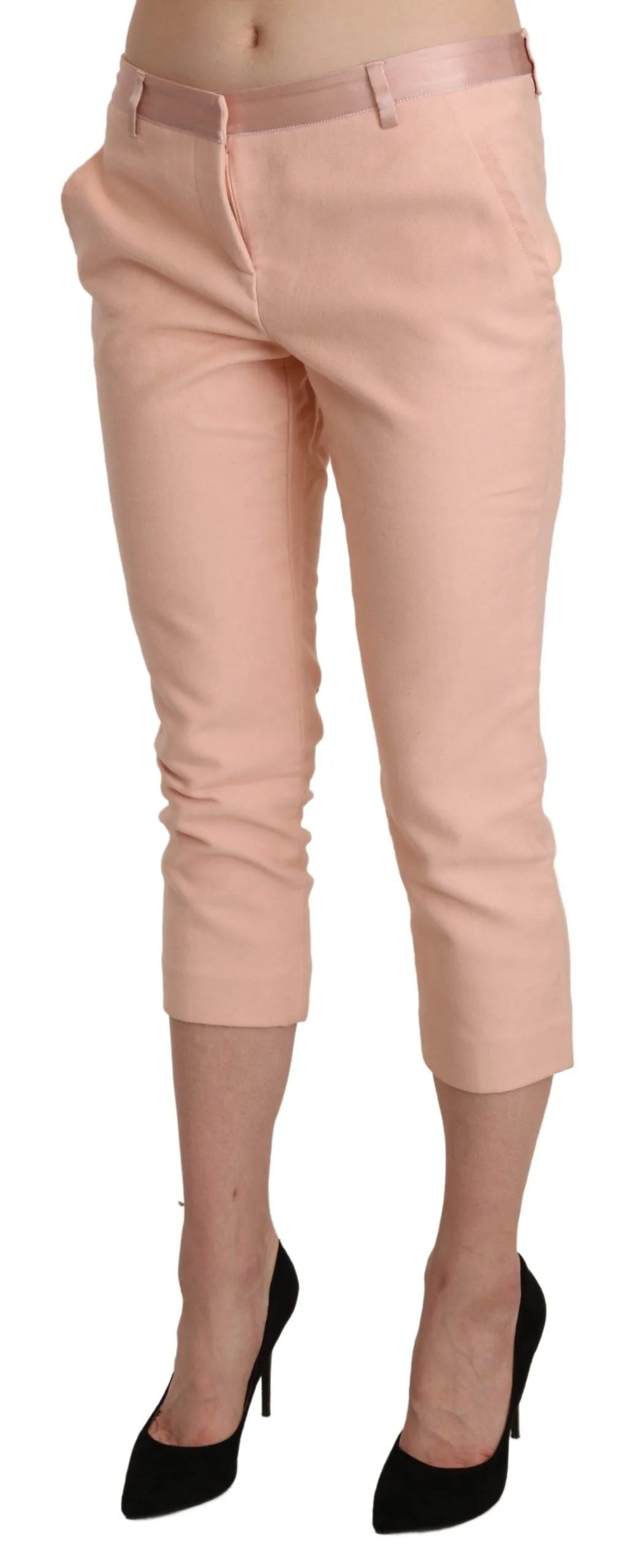 Ermanno Scervino Pink Low Waist Skinny Cropped Capri Pants - Trousers