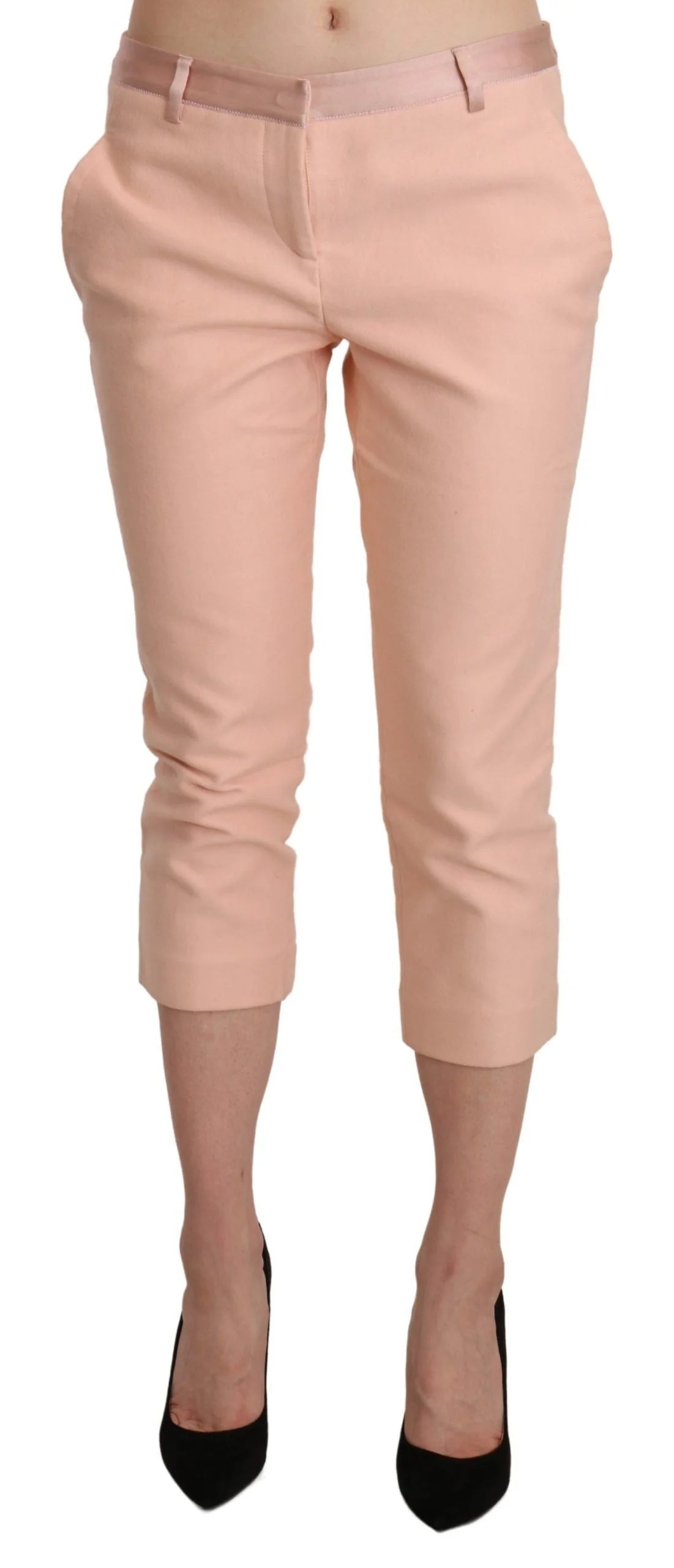 Ermanno Scervino Pink Low Waist Skinny Cropped Capri Pants - Trousers
